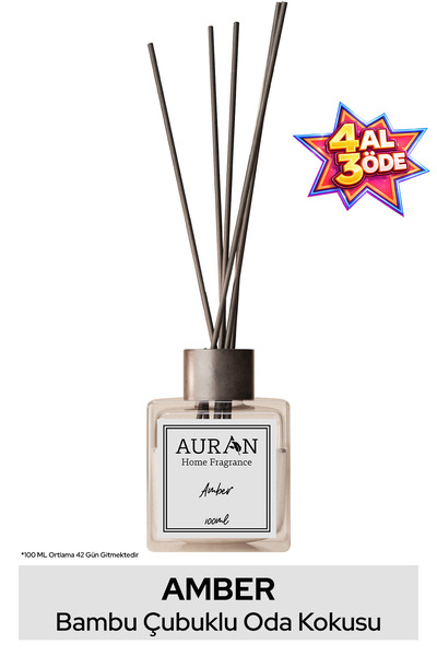 AURAN Amber - Amber Kare Bambu Çubuklu Oda Kokusu 100ml