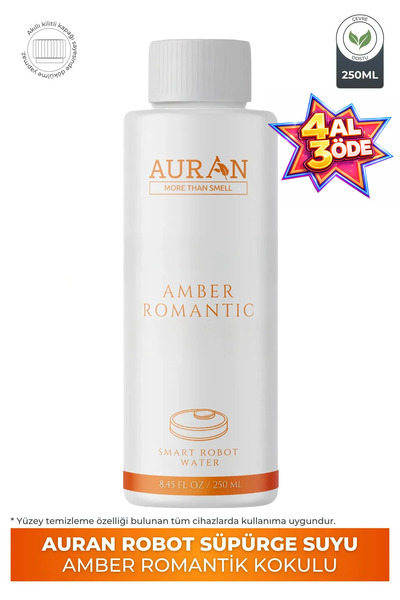 AURAN Amber Romantik Kokulu Akıllı Robot Süpürge Suyu, Mop Suyu Yüzey Temizle...