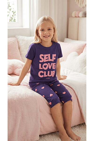vitmo Κοριτσίστικο κοντομάνικο σετ πιτζάμες 100% Βαμβάκι Capri Self Love
