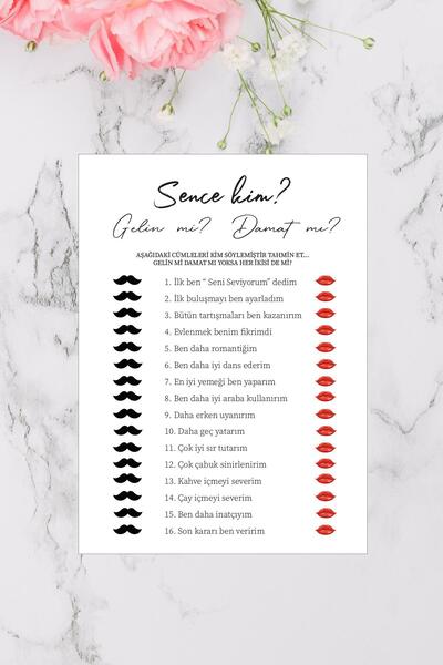 PEKSHOP Gelin mi? Damat mı? Oyun Soru Kartı 5'li - Bekarlığa Veda Partisi Oyu...