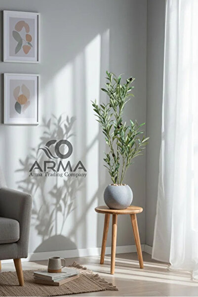 Generic شجرة صناعية محاكاة للشجر الزيتون الصناعية 85 سم بمركن , رمادي