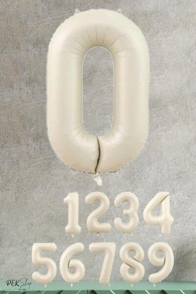 PEKSHOP Krem Renk Rakam Folyo Balon