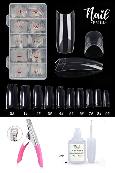Nail Master 500 Adet Şeffaf Yarım Ay Set Tips Tırnak + Tips Makası + Tips Yap...