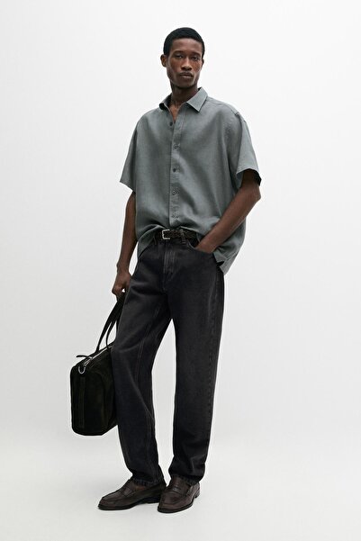 Massimo Dutti 100% linen short-sleeved shirt