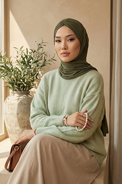 Aisha's Design شال عملي من القطن الممشط، CPS-44، كاكي