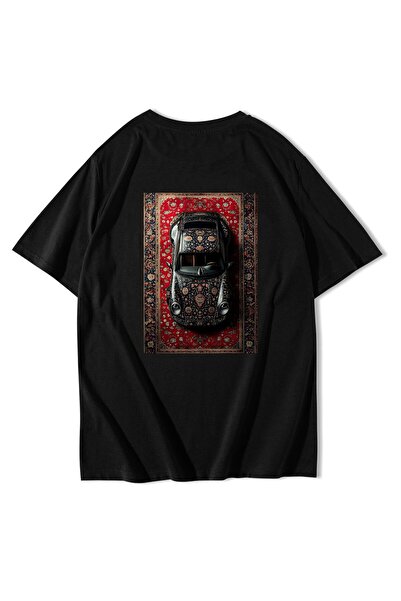 BRZ COLLECTION Unisex supradimensionat covor cu model Araba tricou Negru