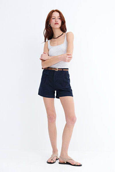 Addax Belted Shorts with Pockets Ş5448-U1