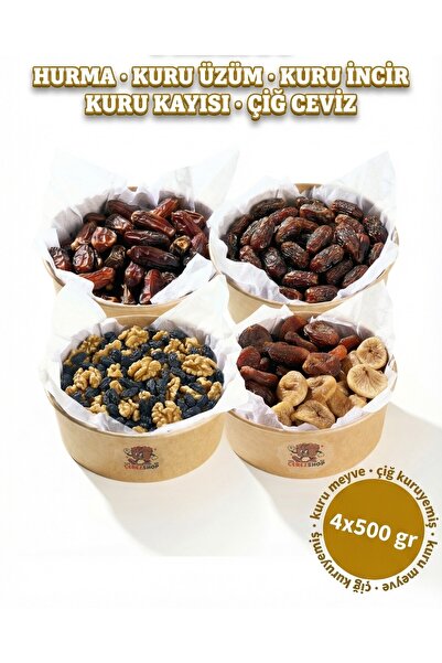 ÇITLAT ÇEREZ SHOP Diyet Kuruyemiş Paketi 2 kg (4x500 gr) - Hurma, Kuru Üzüm, ...