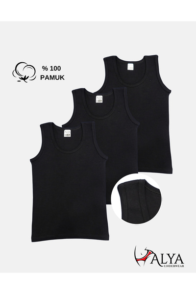 ALYA UNDERWEAR Chlapecké bavlněné žebrované tílko oválný límec 3 balení - 3 k...