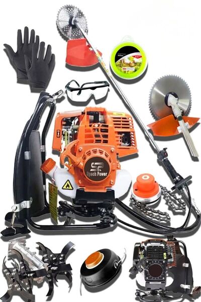 Lieber German 2.4 Hp Sırt Tipi Turbo Benzinli Ot Çalı Tırpanı Çim Biçme Tirpa...