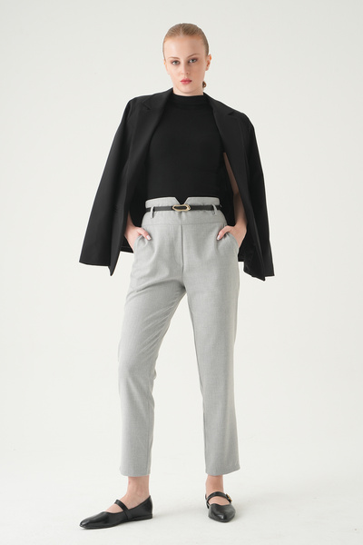 Rays Γκρι παντελόνι με κοψίματα στη μέση V-cut Ζώνη τεμαχίων 8404A