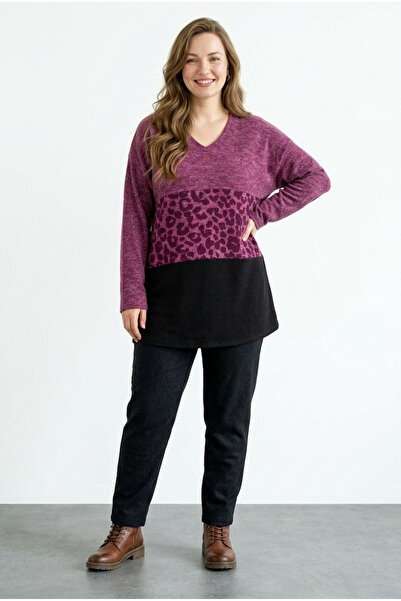 Stil Diva Hanorac din viscoză Lycra de pluș, cu decolteu în V și mânecă lungă...