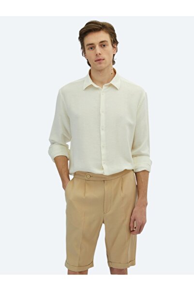 Kip Бяла обикновена риза с голям размер, тъкана, ежедневна, памучна смес