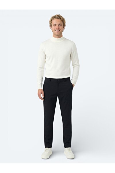 Kip Navy Blue Woven Jogging Fit Casual Trousers