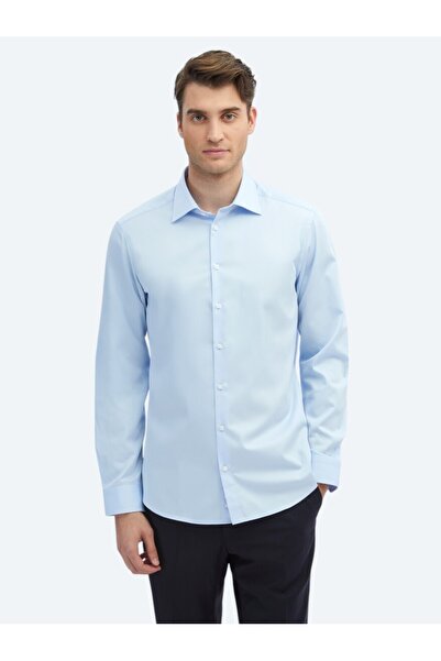 Kip Cămașă clasică 100% bumbac, albastru închis, slim fit