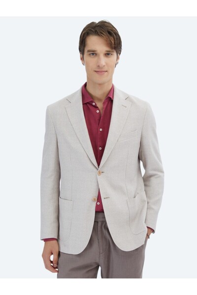 Kip Сучасний піджак з лососевим візерунком, виготовлений з суміші льону