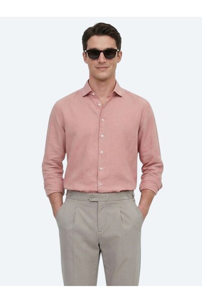 Kip Рожево-рожева однотонна сорочка звичайного крою з плетеної повсякденної б...