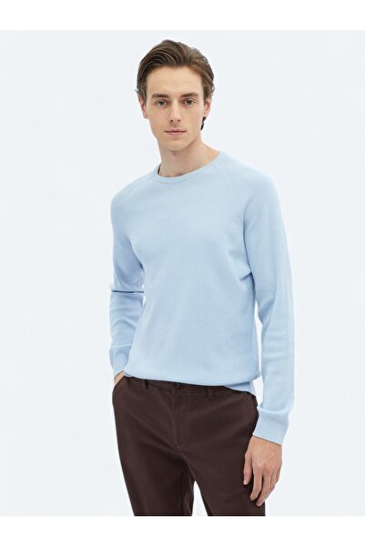 Kip Синій трикотажний светр з коміром у вигляді велосипеда