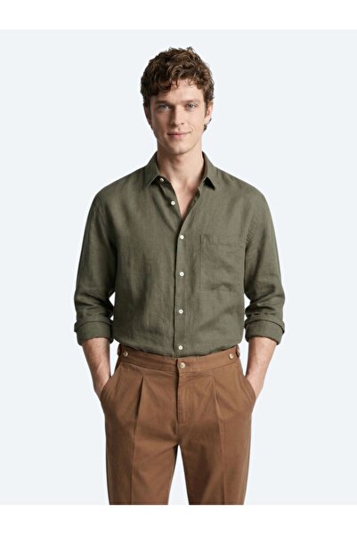 Kip Cămașă casual țesătă oversize kaki