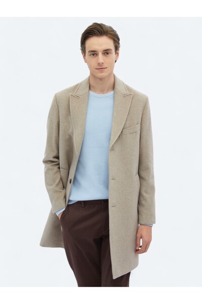 Kip Palton Mink Regular Fit decolteu petrecut în V Clasic țesut