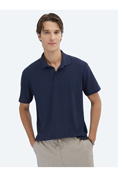 Kip Темно-синя футболка з коміром-поло