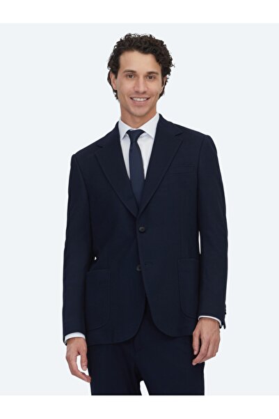 Kip بدلة محبوكة من مزيج القطن باللون الأزرق الداكن