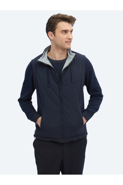 Kip Синій Regular Fit Стійкий комір Повсякденний тканий спортивний жилет