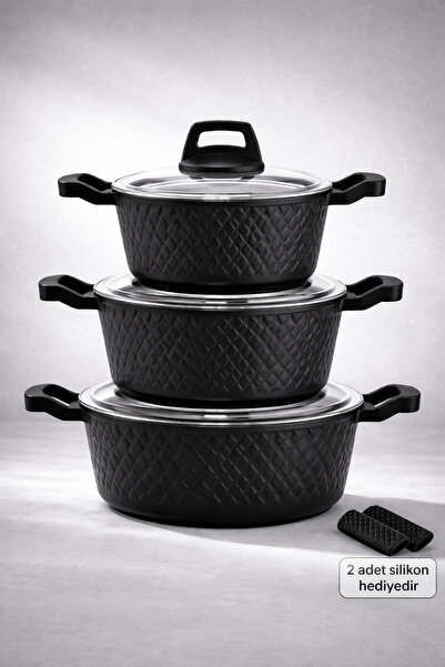 LAVONNI طقم أواني طهي من الأوبسيديان 6 قطع 16/18/20 سم