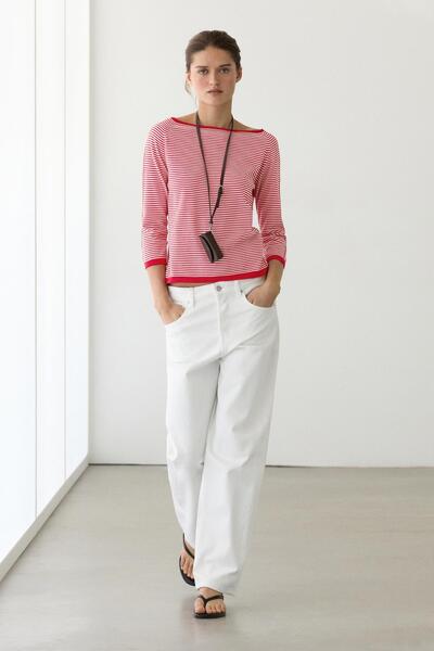 Massimo Dutti Pamuklu çizgili triko kazak