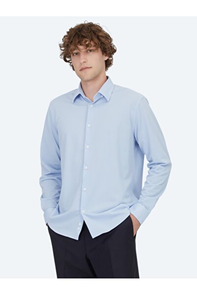 Kip Світло-блакитна смугаста сорочка регулярного крою з бавовняної суміші