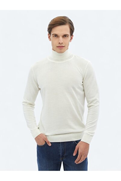 Kip Πλεκτό πουλόβερ Ecru Full Turtleneck Μασίφ Πλεκτό Μαλλί Μικτό