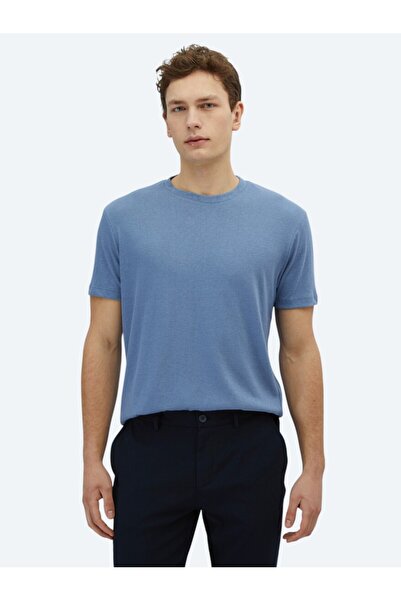 Kip Havacı Mavi Прямий велосипедний комір Бавовняна суміш T-Shirt