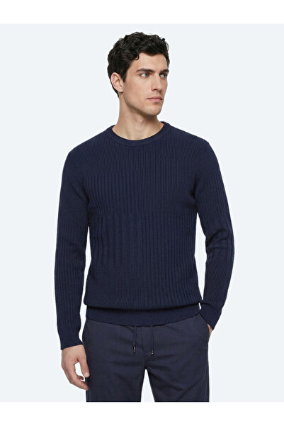 Kip Синій велосипедний комір з жакардовим візерунком, трикотажний светр