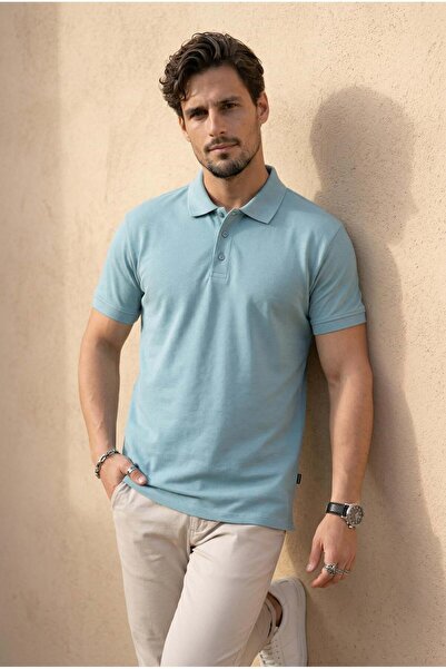 Valiberta أورلاندو تي شيرت رجالي ذو ياقة بولو قماش بيكي من القماش ذو تصميم مر...