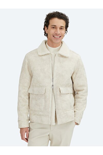 Kip معطف منسوج كاجوال بياقة قميص وقصة عادية من تاش