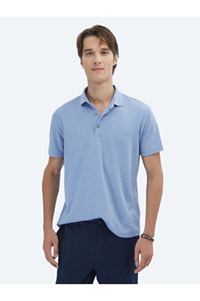 Kip Синя жакардова футболка з поло-коміром