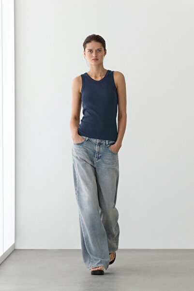 Massimo Dutti Halter pamuk karışımlı t-shirt