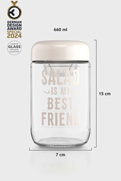 Renga Vega Sos Hazneli 660 ml Cam Salata Kavanozu 192011 Bej