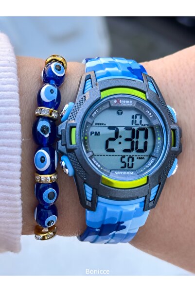 Cockpit Blue Silicone Cord, Illuminated, Digital Sports Boys' Wristwatch Brac...
