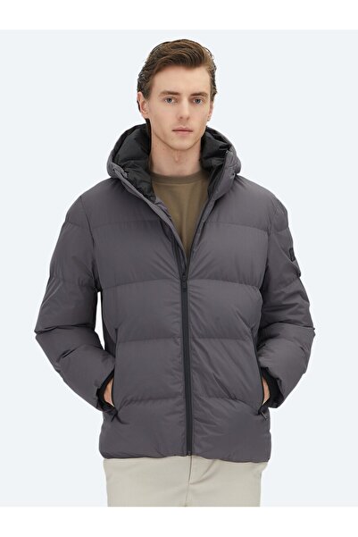 Kip معطف رمادي بغطاء رأس منسوج كاجوال