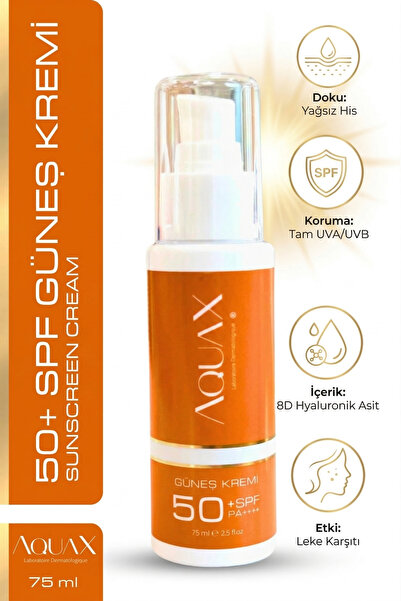 AquaX واقي شمسي 8d Hyaluron 50 SPF 75 مل - مضاد للعيوب وحماية عالية