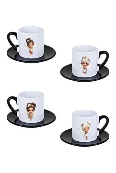 giftkonsept Fairy Girls Printed Colorful Porcelain Turkish Coffee Cup Set of ...
