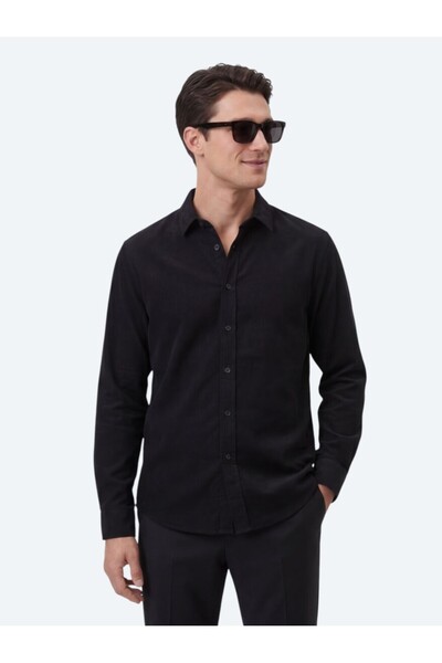 Kip Чорна сорочка звичайного крою, повсякденна, зі 100% бавовни