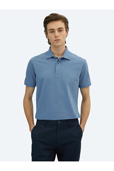 Kip Авіатор Синій Плоский Поло Комір 100% Бавовна Футболка