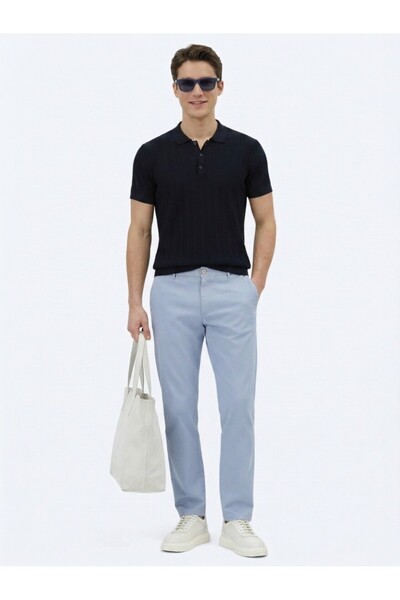 Kip Синій трикотаж з візерунком та поло-комірцем