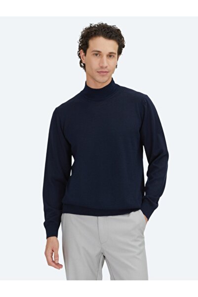 Kip Pulover din tricotaje din amestec de lână, cu jumătate de gât țesut, alba...