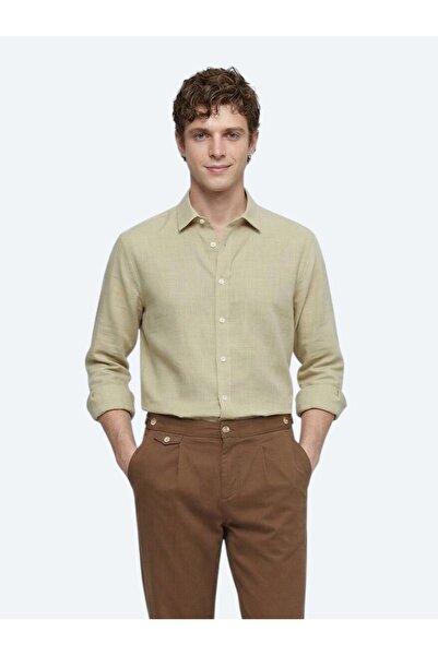 Kip Оливково-зелена сорочка звичайного крою, плетена, повсякденна, 100% бавовна