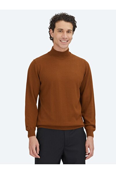 Kip Pulover din amestec de lână tricotat cu jumătate de gât de pescar din păr...