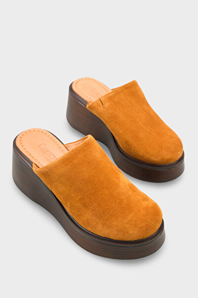 Capone Outfitters Kelcey Genuine Suede Wedge Heeled Women's Sabo Slippers