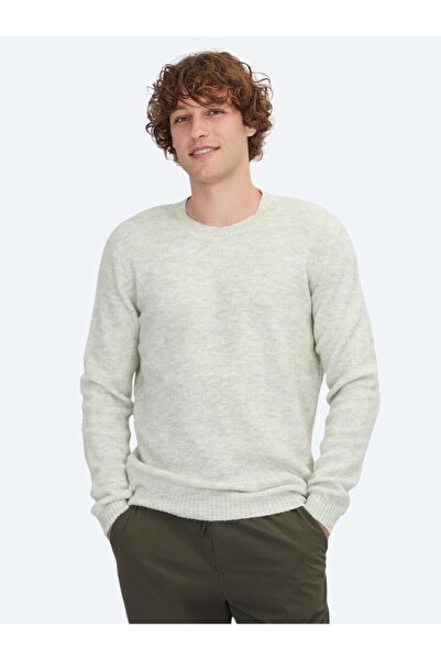 Kip سترة تريكو من مزيج الصوف الجاكار بياقة دائرية بلون النعناع